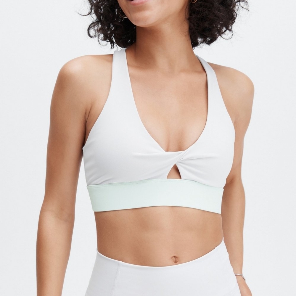 Fabletics White and Mint Sports Bra